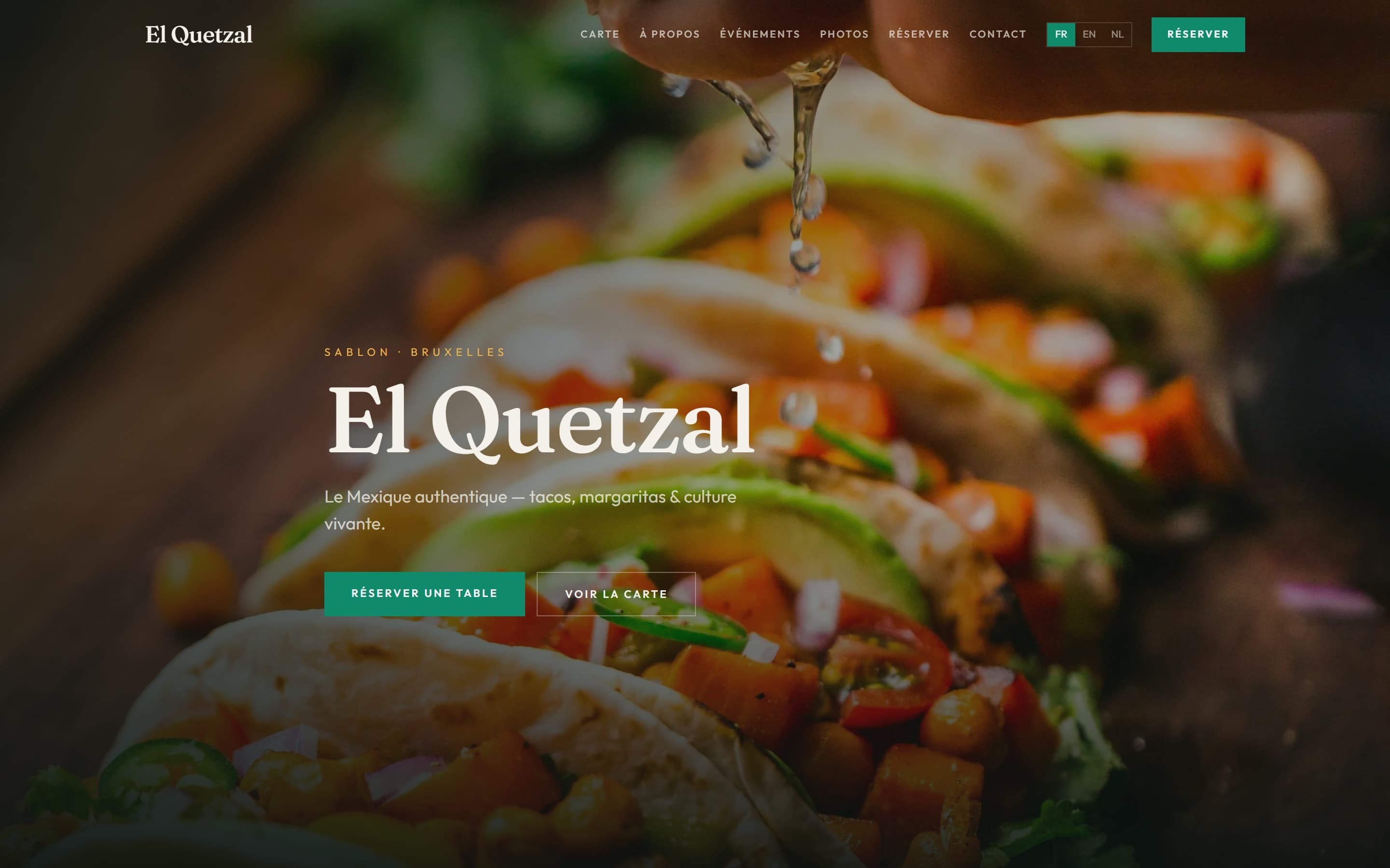 Site web restaurant à Sablon — El Quetzal